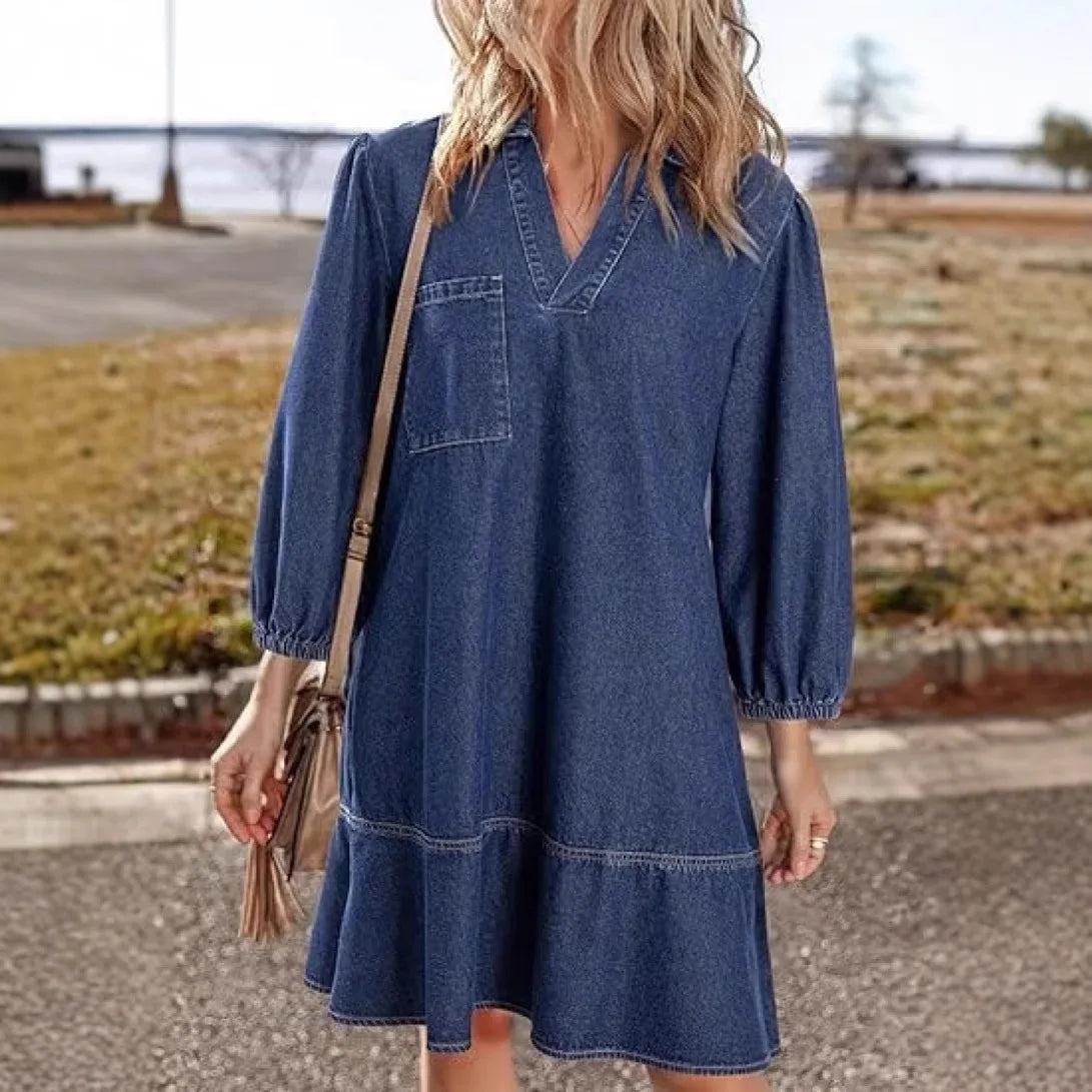 Casual V-Neck Mini Dress