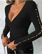 V-Neck Hollow-Out T-Shirt
