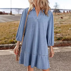 Casual V-Neck Mini Dress