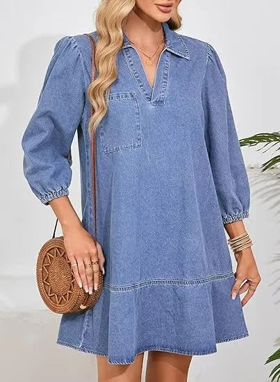 Casual V-Neck Mini Dress